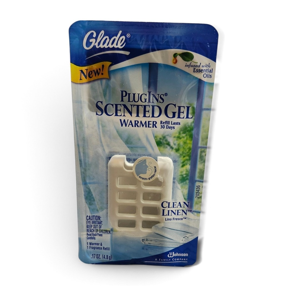 Vintage Glade PlugIns Scented Gel Warmer & Clean Linen Refill Discontinued 2000s